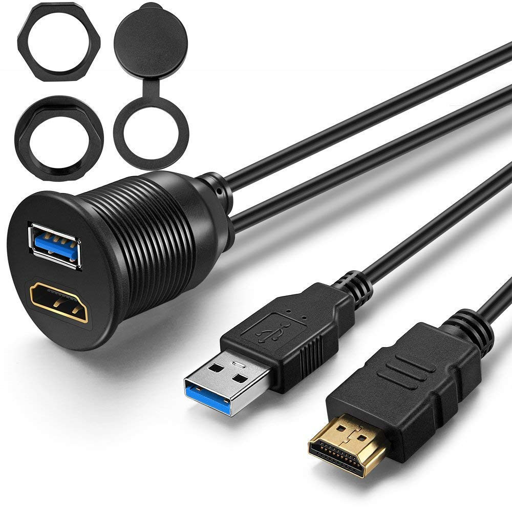 USB3.0 and HDMI Mount Cable – (3 Feet) | USB3.0 and HDMI Extension Flush, Dash,