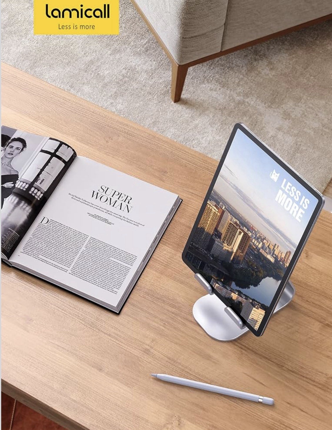 Lamicall Tablet Stand, Adjustable Tablet Holder – Desktop Stand Dock black