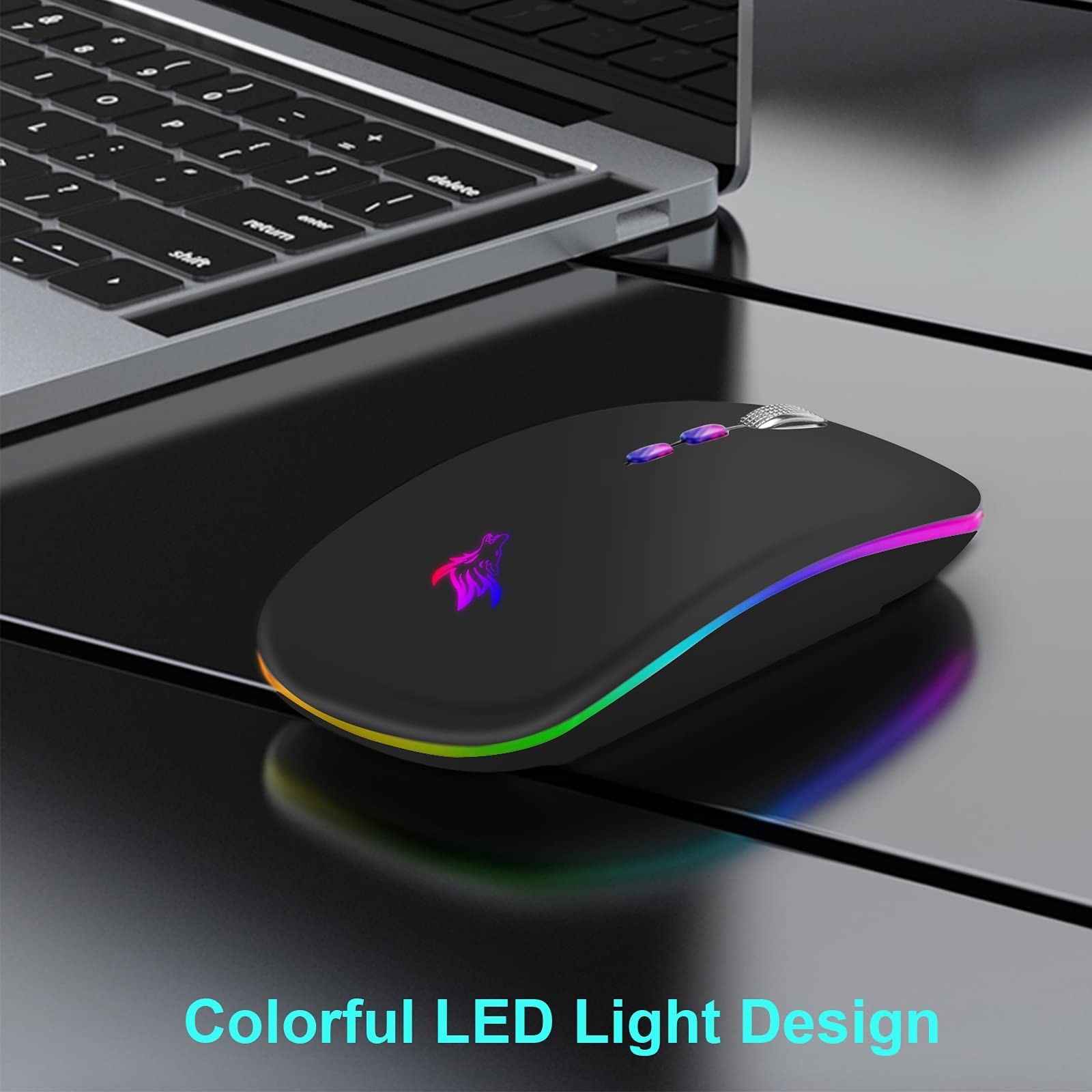 Hotlife Led Wireless Mouse, Slim Rechargeable Silent Portable Usb Opti