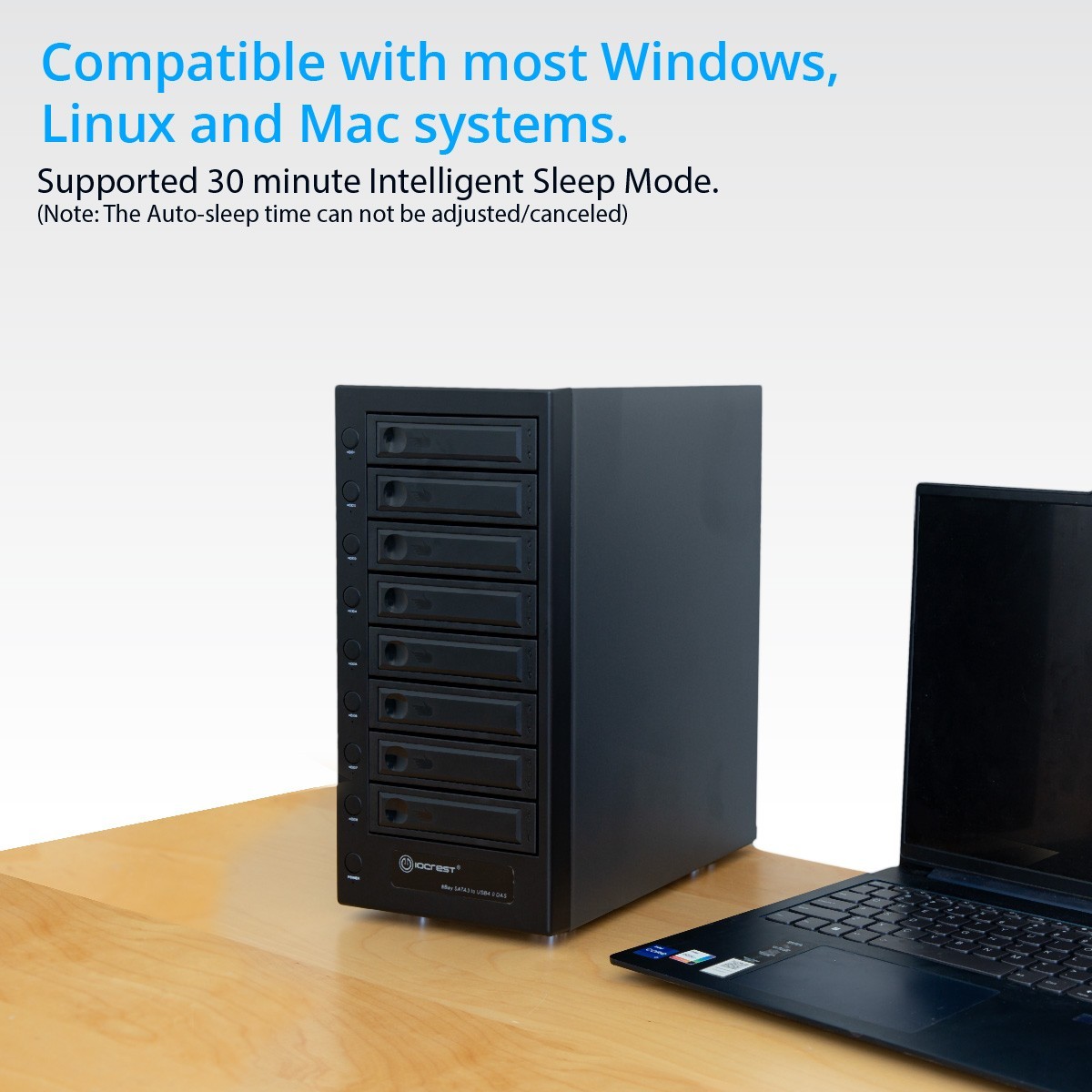 Open Box – USB 4.0 40Gbps 8 Bay Tool Less Tray 2.5″ 3.5″ SATA HDD Enclosure