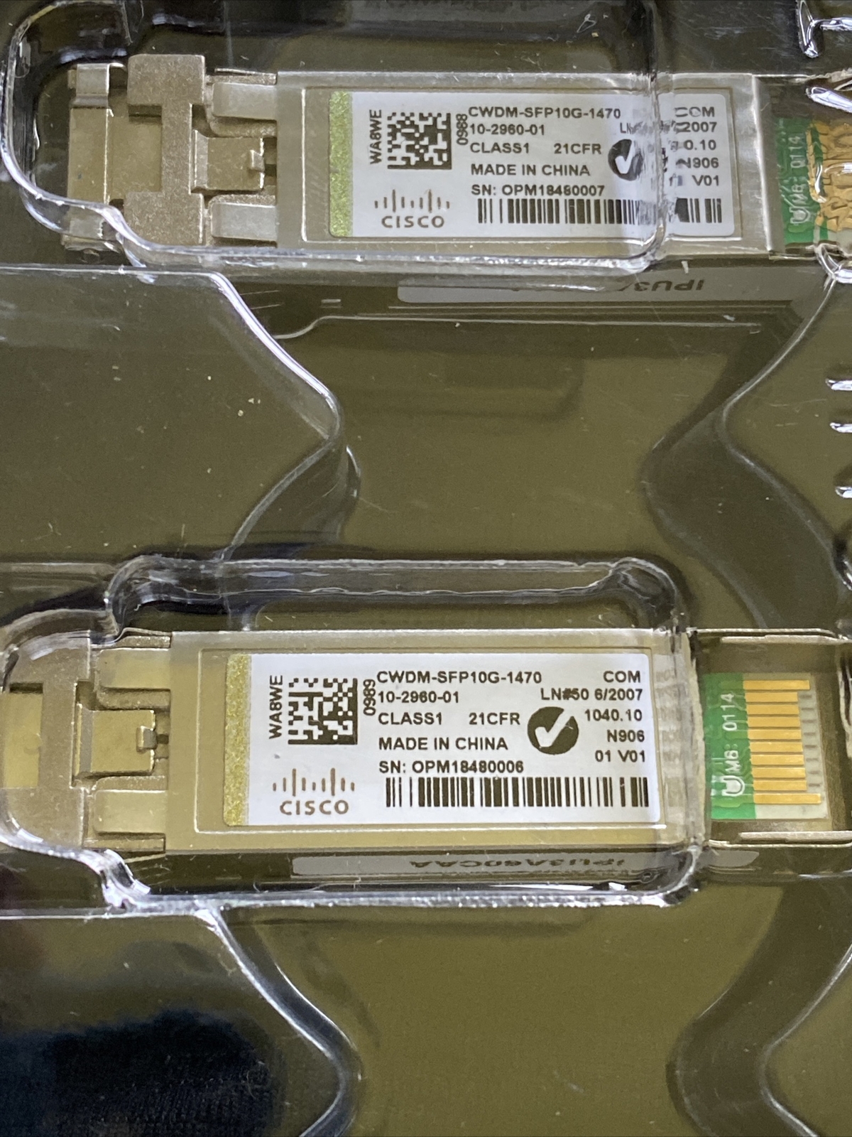 Original Genuine CISCO CWDM-SFP10G-1470 Used. In Stock. Two Years Warranty