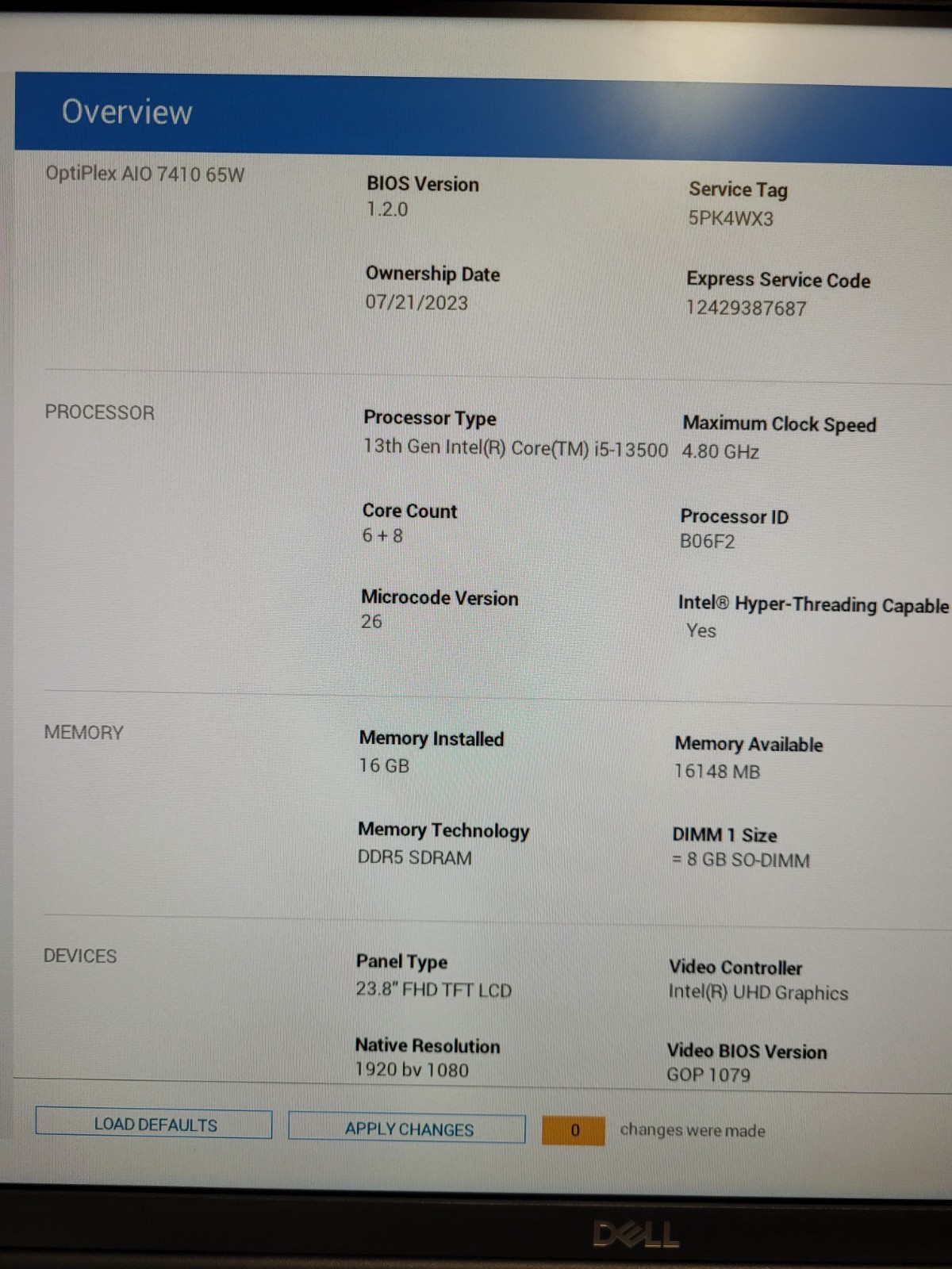 Dell OptiPlex 7410 AIO i5-13500 4.80GHz 16GB Ram 256GB SSD 23.8″FHD TOUCH SCREEN