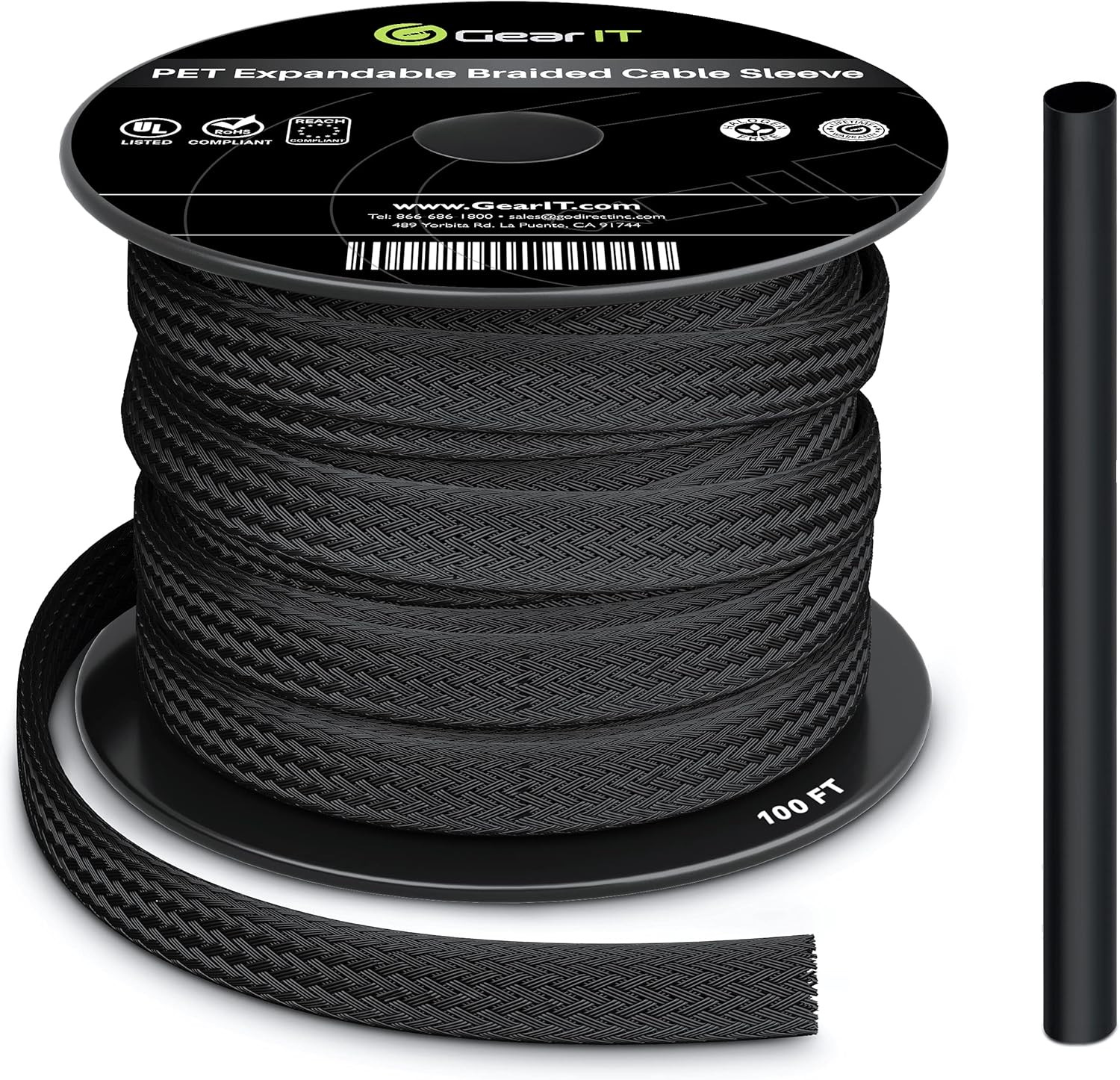 100Ft Black 1/4 Inch PET Expandable Cable Management Sleeve Wire Loom Cord Co…