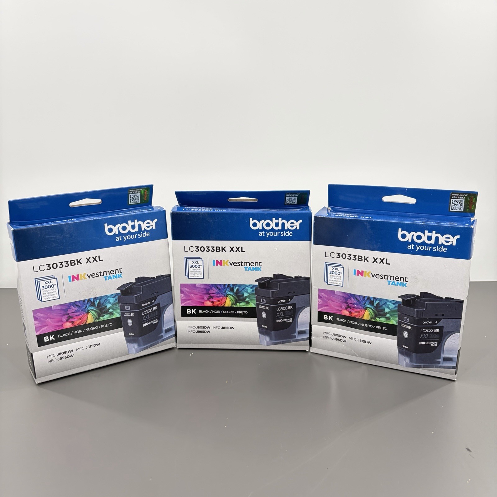 Brother LC3033BK XXL Black Ink Cartridge Genuine Sealed MFC J805DW J815DW Lot 3