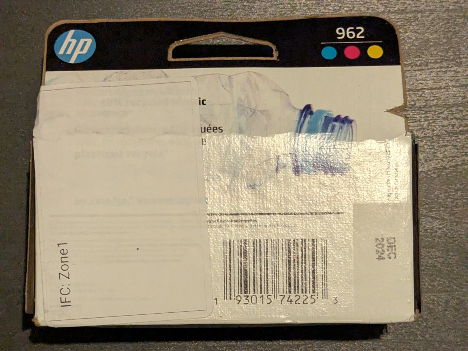 HP 962 Tri-Color Ink Cartridge Cyan Magenta Yellow EXP 2022+