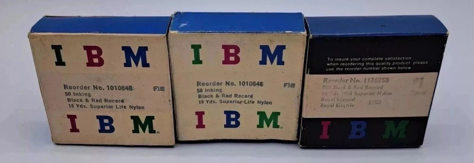 Lot Of 3 VTG 1010648 IBM Red And Black Ribbon Tape 50 Inking 18 yrds NOS