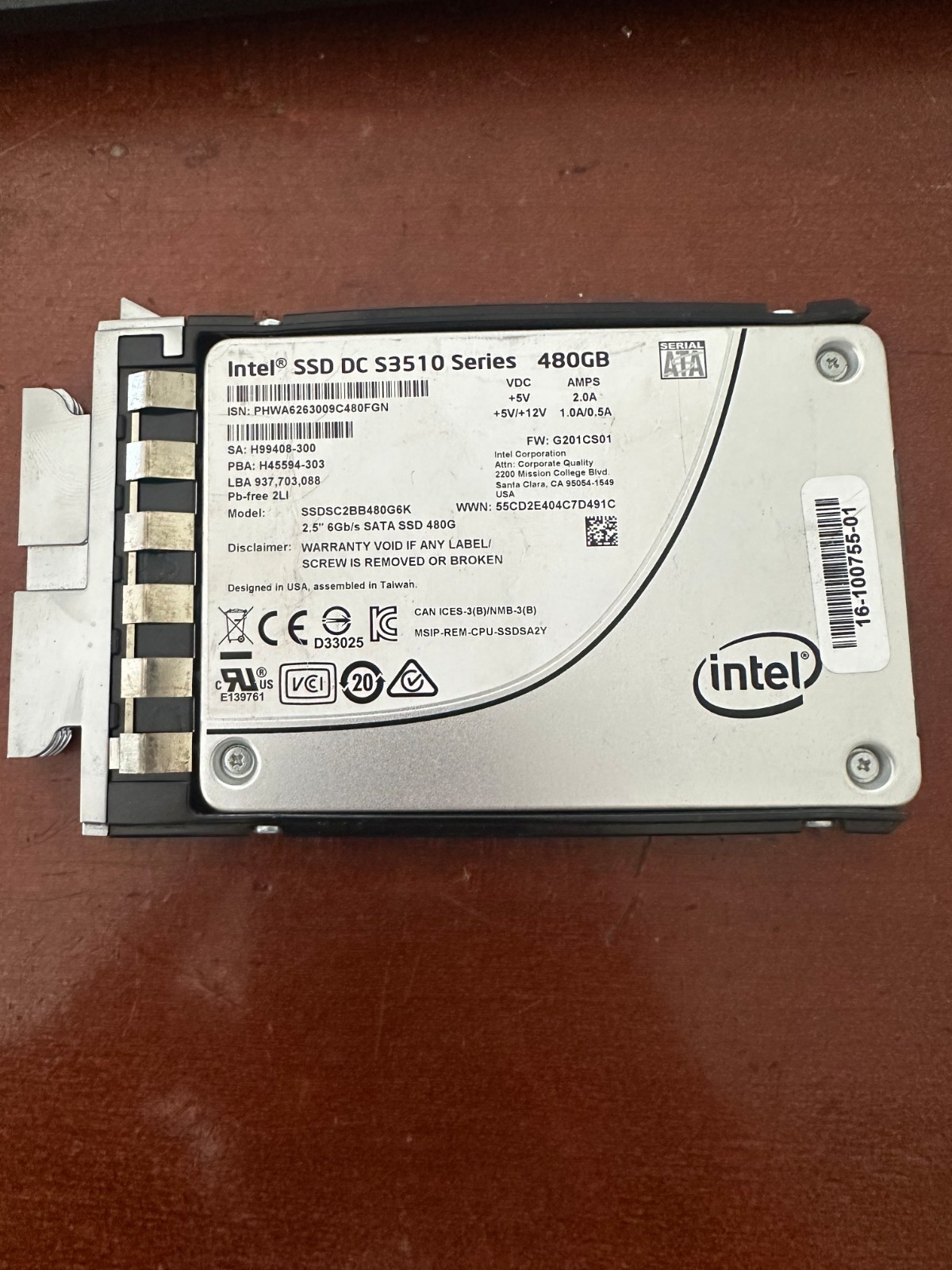 Intel 480GB 2.5″ SSD SATA III Solid State Drive SSDSC2BB480G6K