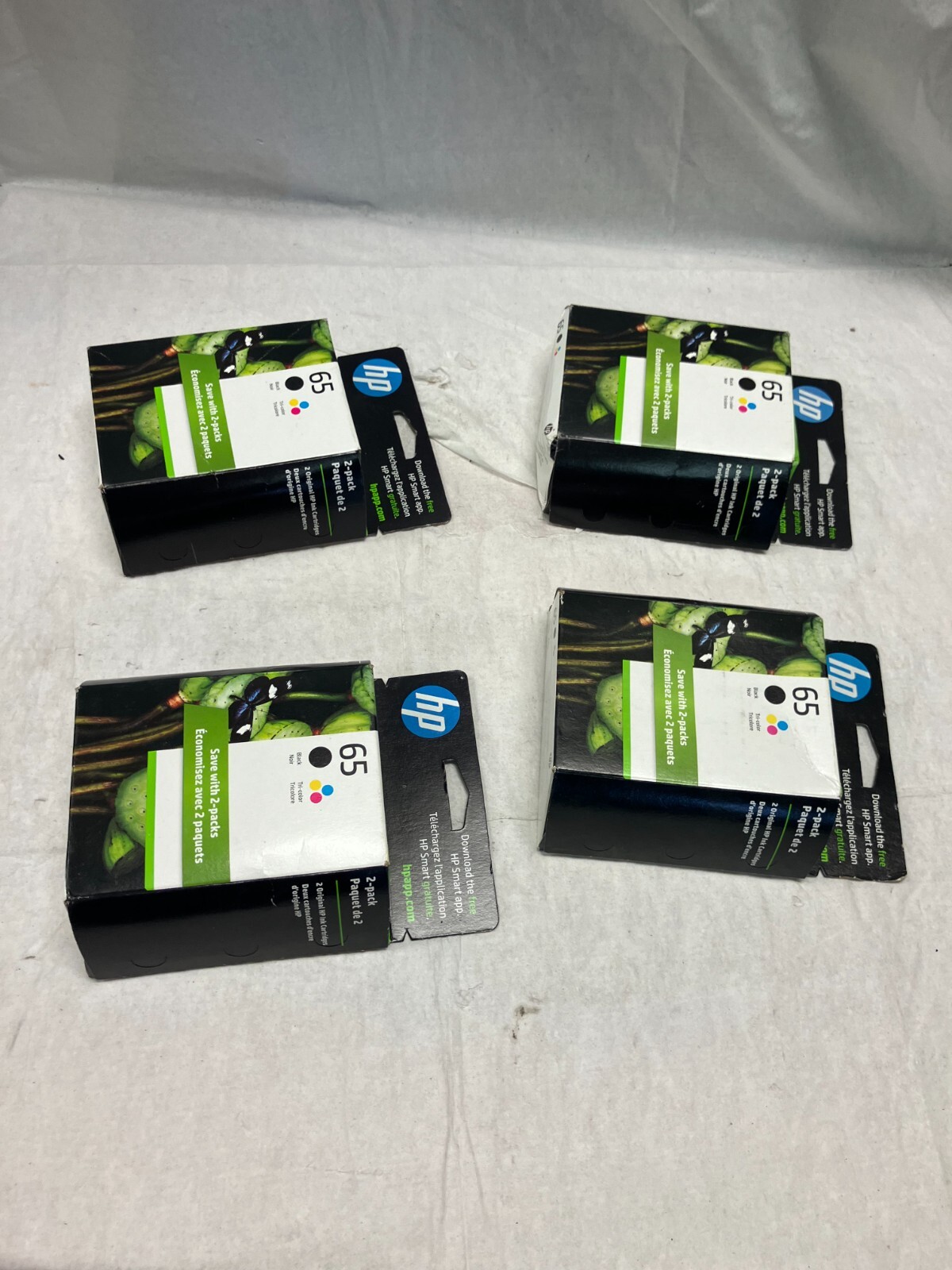 HP 65 Black & Tri Color Ink Cartridges Exp 2025 LOT OF 4