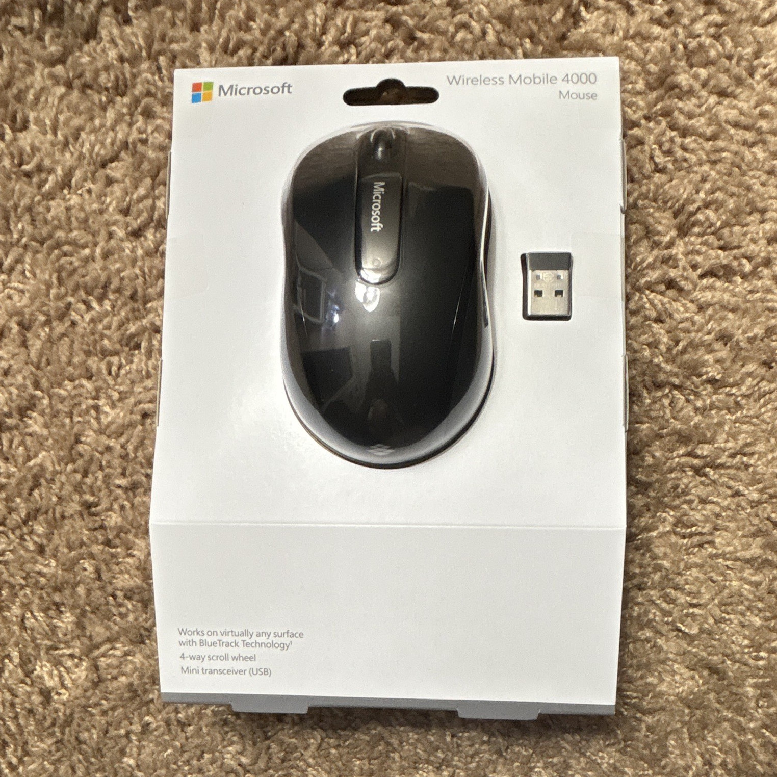 Microsoft Wireless Mobile 4000 BlueTrack 1000 DPI 4-Button Mouse USB Receiver