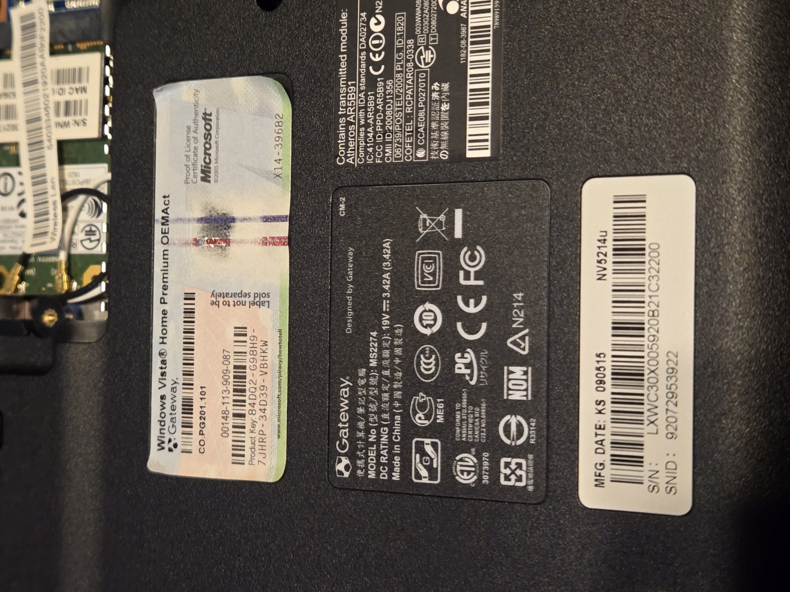 Gateway MS2274 Laptop 4 GB DDR2 RAM No HHD Parts Only Read Description