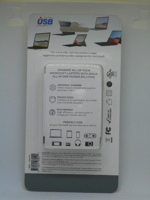 New Eggtronic Sirius 65W Universal Power Adapter For Microsoft Surface (Black)
