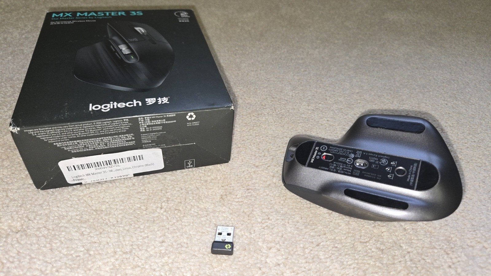 Logitech MX Master 3S Bluetooth + Receiver Dongle; Fast Scrolling 8K DPI PC/Mac
