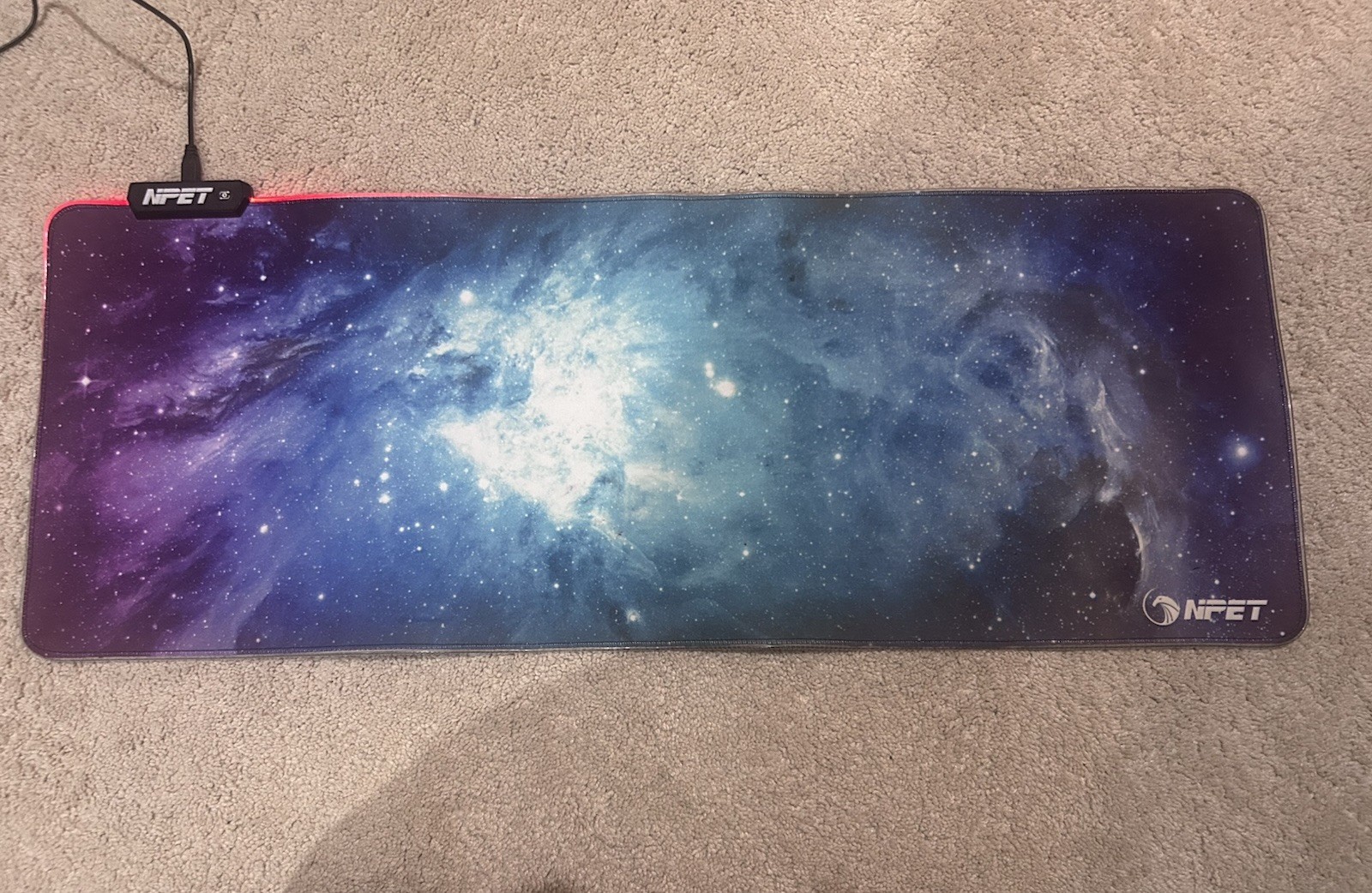 Galactic Glow: LED Mouse Pad with Stunning Galaxy Design (Read Description)
