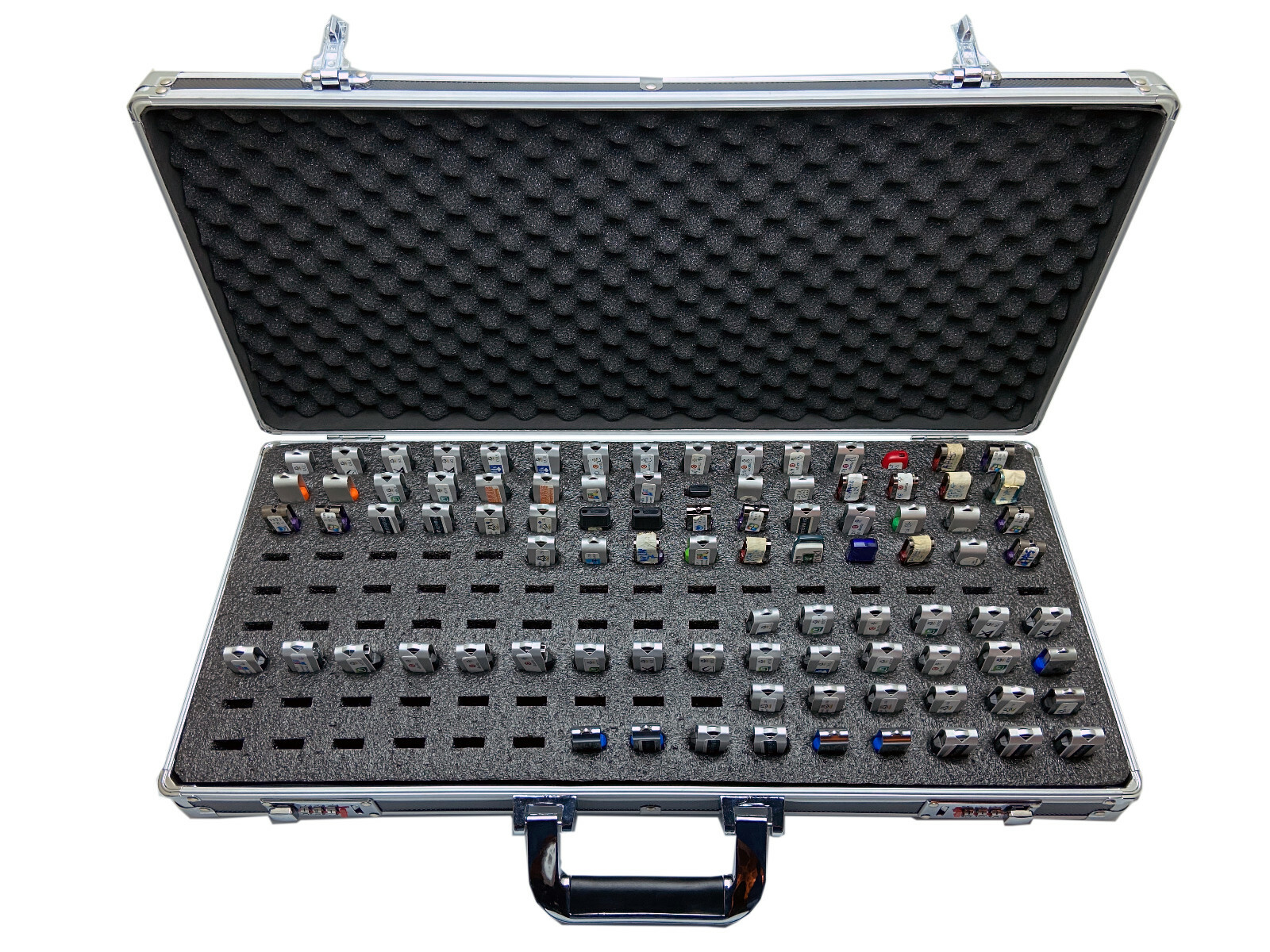 Portable USB Flash Drive Organizer Case – Aluminum Top Carry Handle – 130 slots