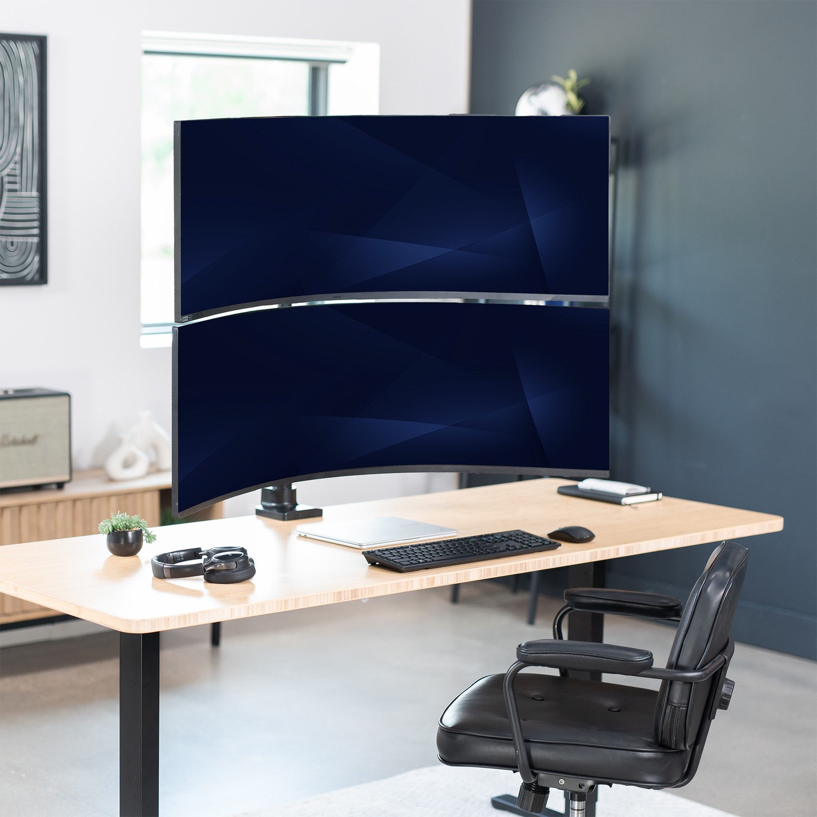 VIVO Dual Ultrawide Monitor Extra Tall Desk Mount for Computer Screens to 49″