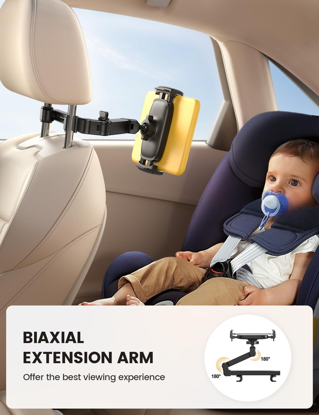 Lamicall Car Headrest Tablet Holder – [3 in 1 5.9 x 8.7 x 2.5 inches, Black