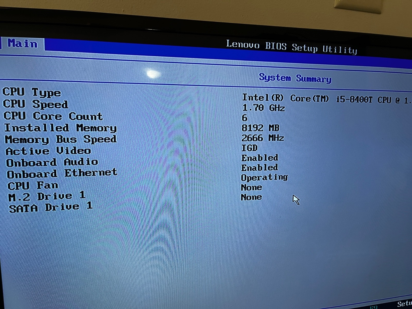Lenovo ThinkCentre M720q Tiny i5-8400T 1.70 GHz 8 GB DDR4 – NO Hard Drive & PSU