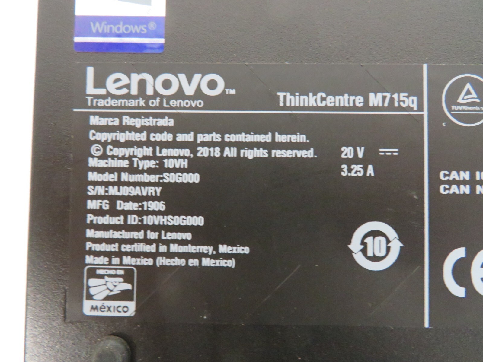 Lenovo ThinkCentre M715Q AMD Mini Desktop Motherboard – 01LM570
