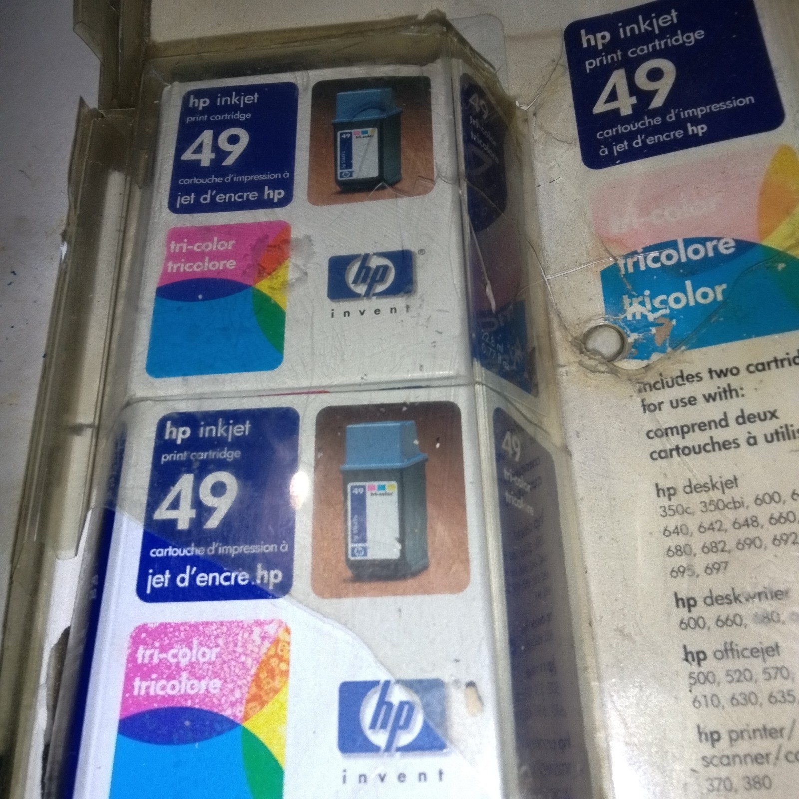 HP Inkjet Tri-Color Ink Cartridges 49 (51649A) Sealed (READ) Qty 2 Exp 11/2003