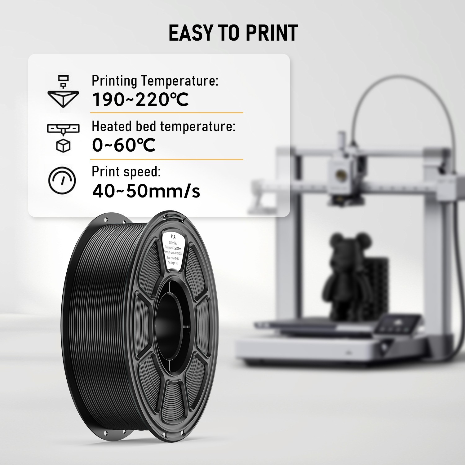 5pcs / 1KG 3D Printer Filament PLA 1.75mm 40-50mm/s High Speed PLA Filament