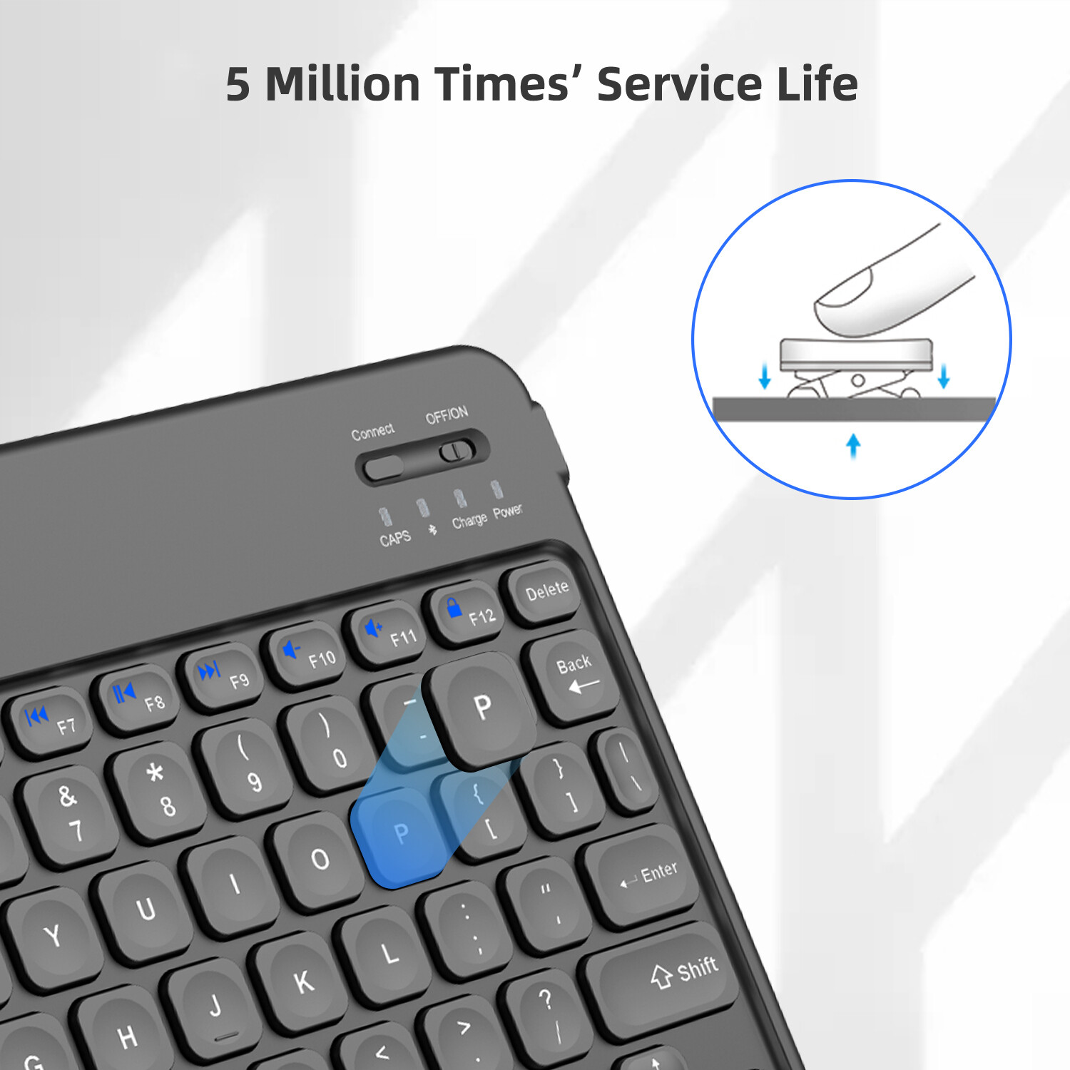 Keyboard Wireless Bluetooth Type-C Charging Port for Computer Laptop iPad Keypad