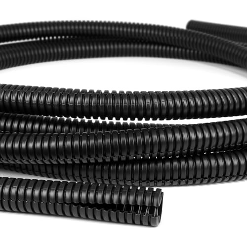 Split Wire Loom Tubing,10,25ft Cord Protectors from Pets No 0.3in-10ft Black
