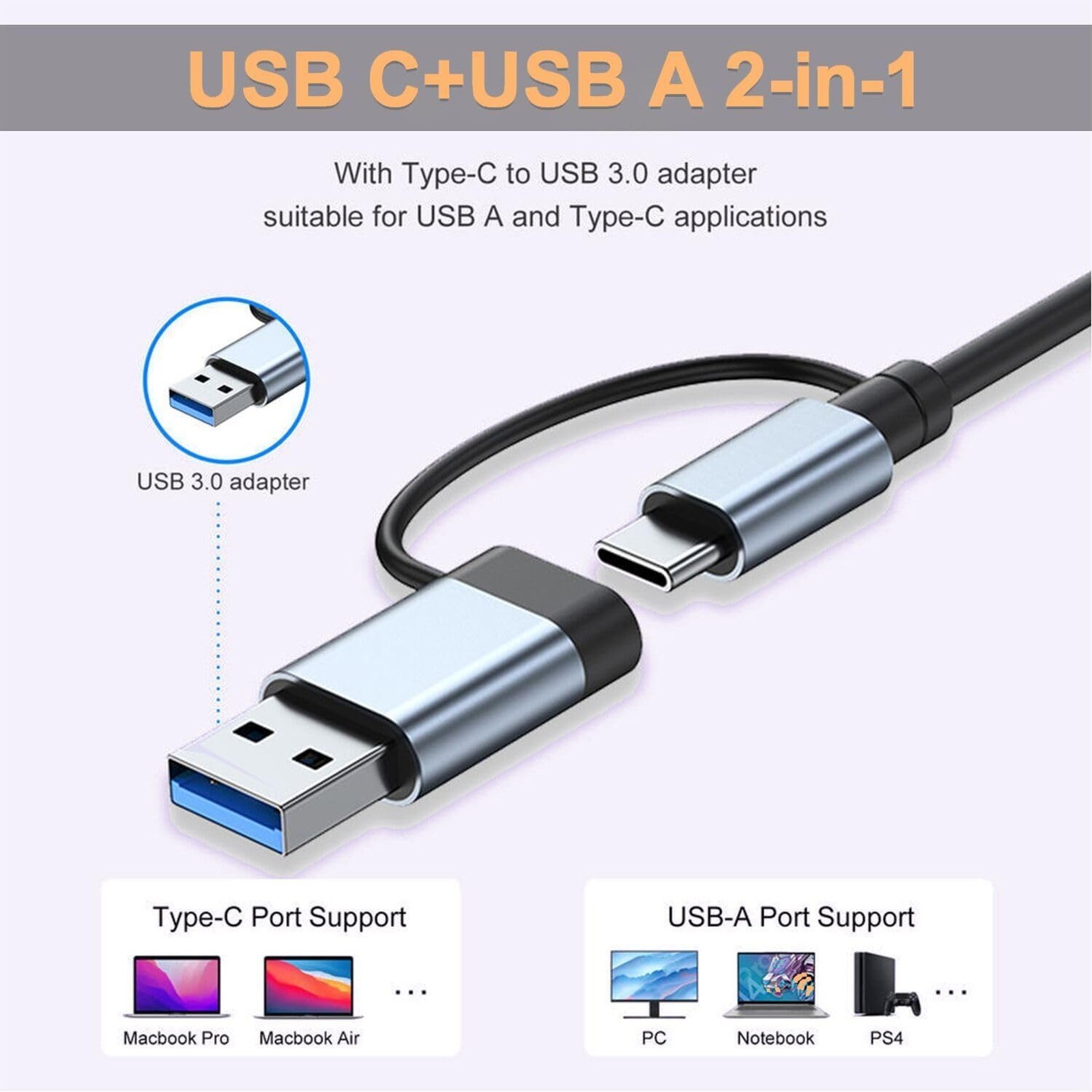 USB C Hub 5 in 1 Aluminum Memory Card Reader for PC MacBook Surface Windows