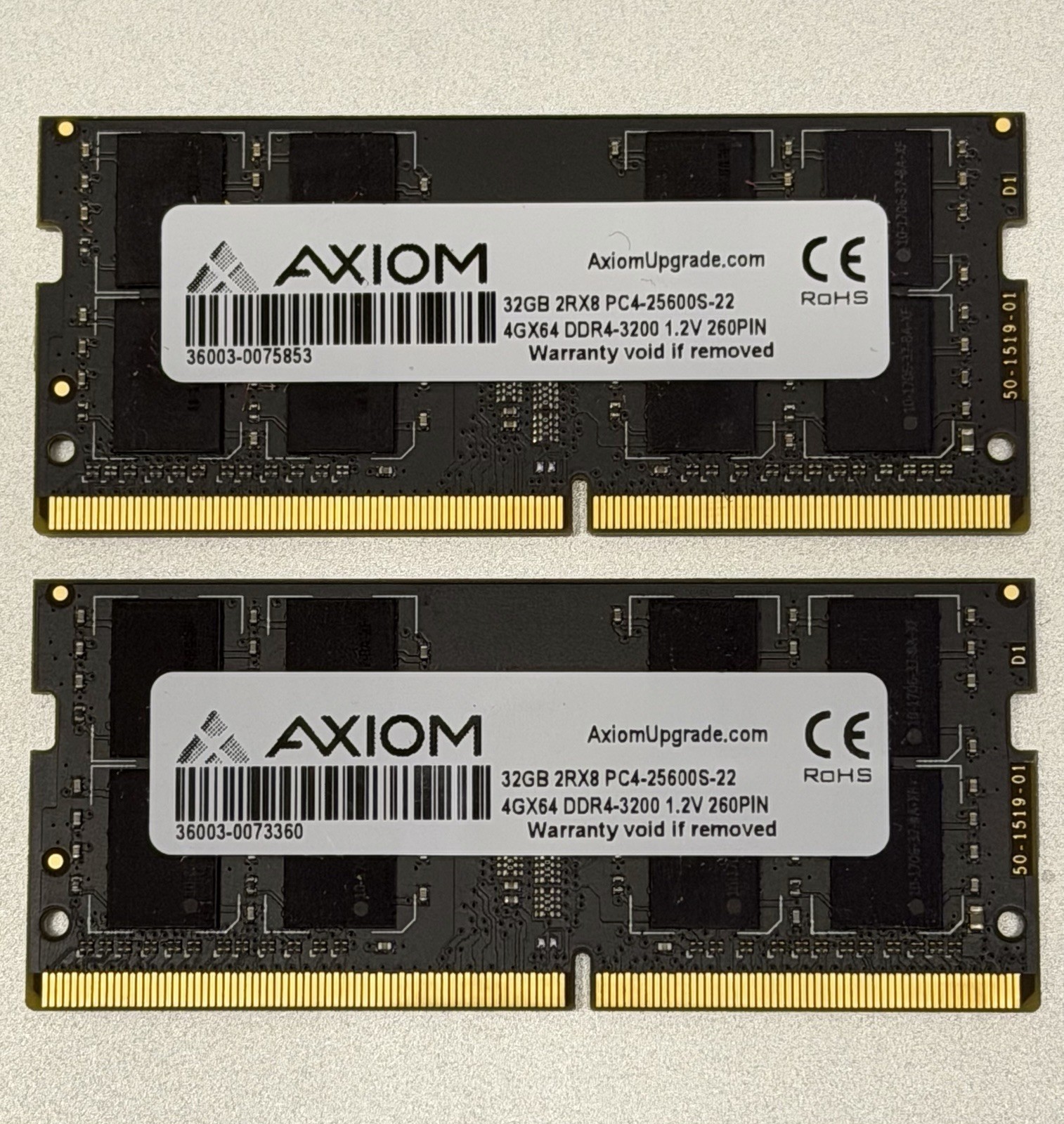 64GB Kit (32GB x 2 ) 2Rx8 DDR-4 3200 MHZ SODIMM Axiom PC4-25600S-22