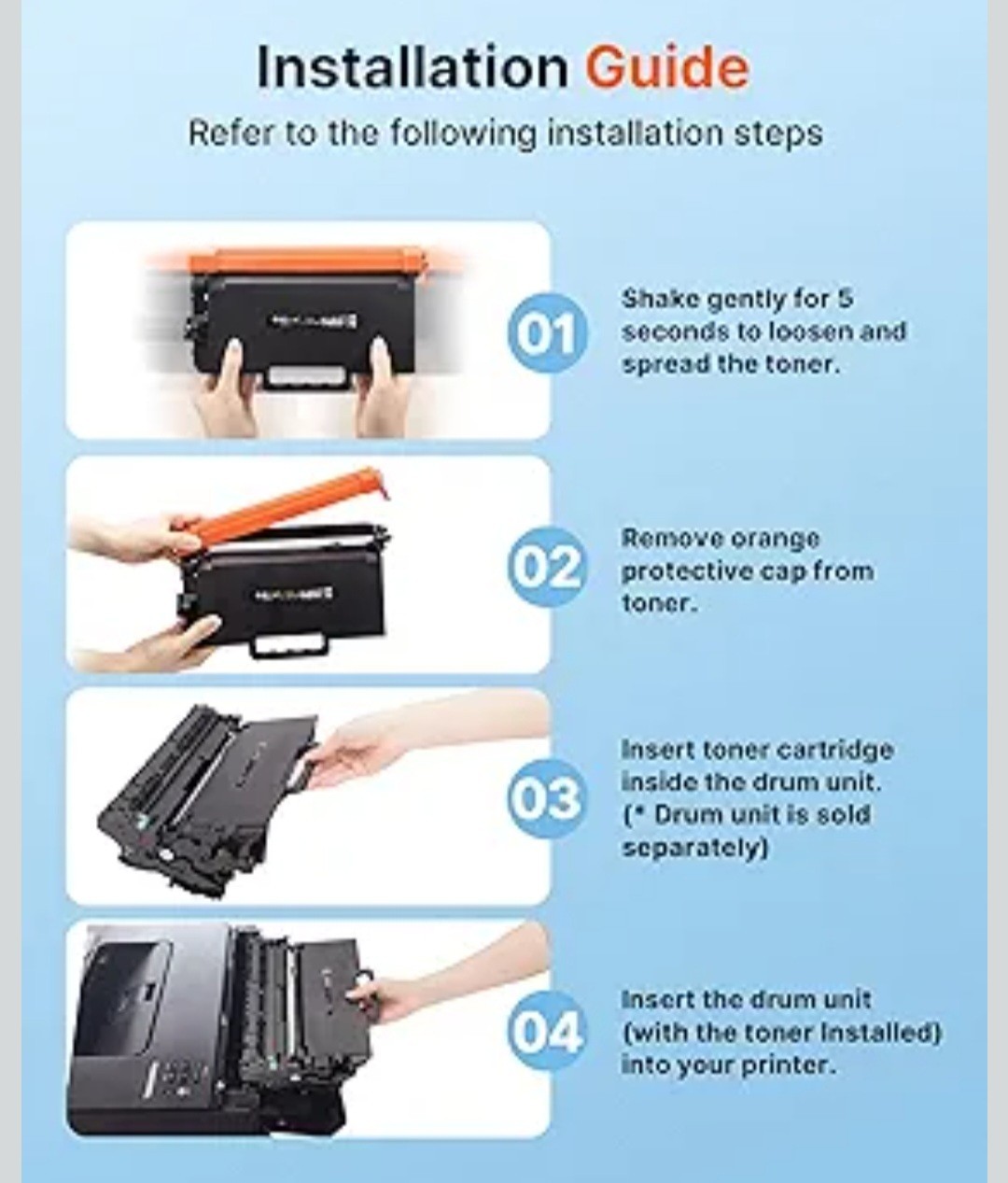 Pack Of 4 Compatible Toner Cartridge Replacement for Brother TN850 TN880 TN820