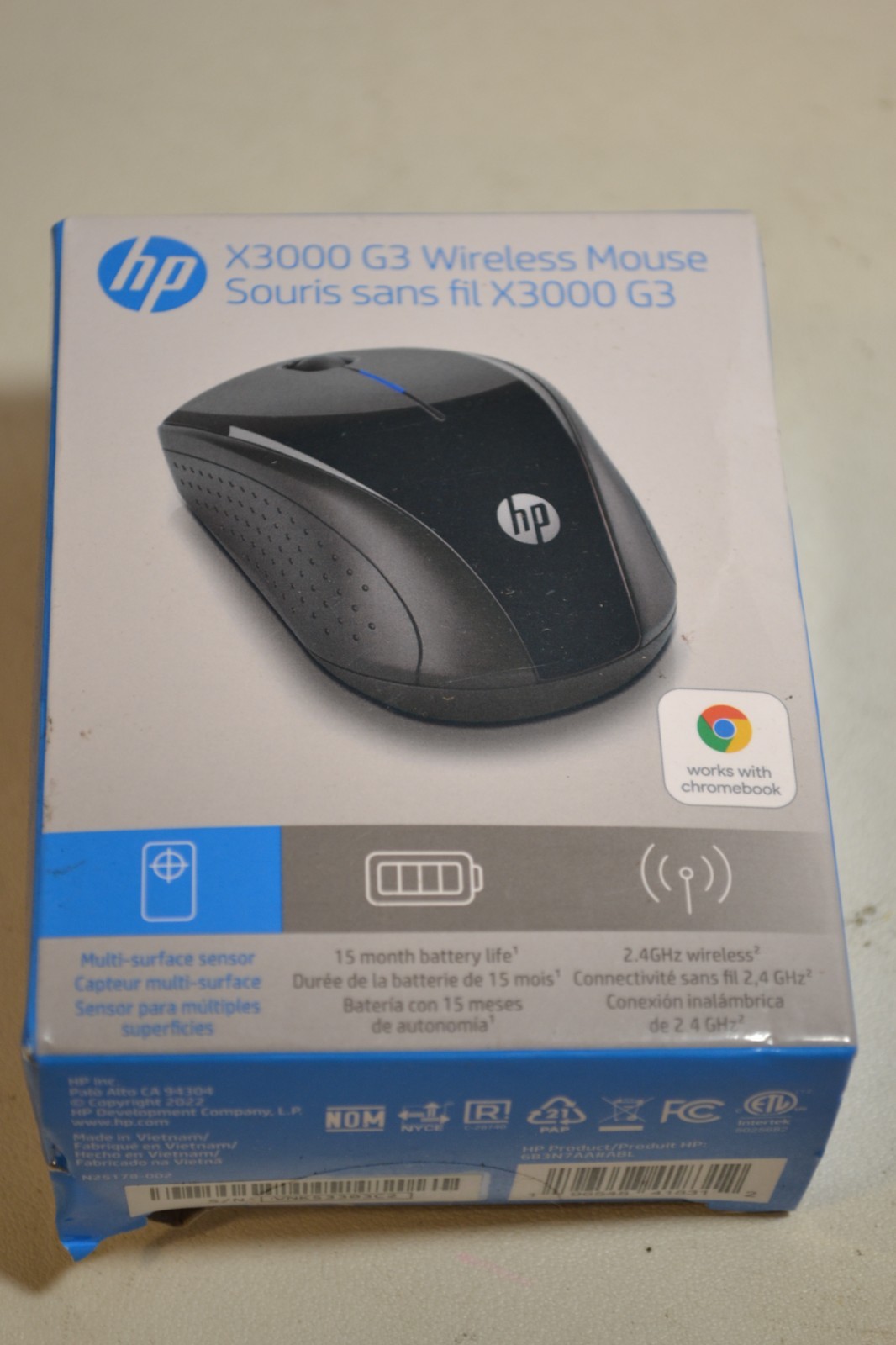 HP – X3000 G3 Wireless Optical Ambidextrous Mouse – Wireless – Jet Black