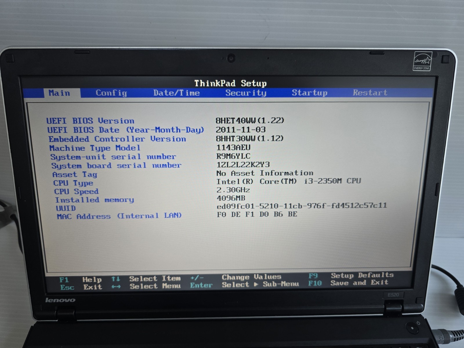Lenovo ThinkPad E520 Laptop i3-2350M 4GB RAM 500GB HDD Win7 Pro No Batt/Charger
