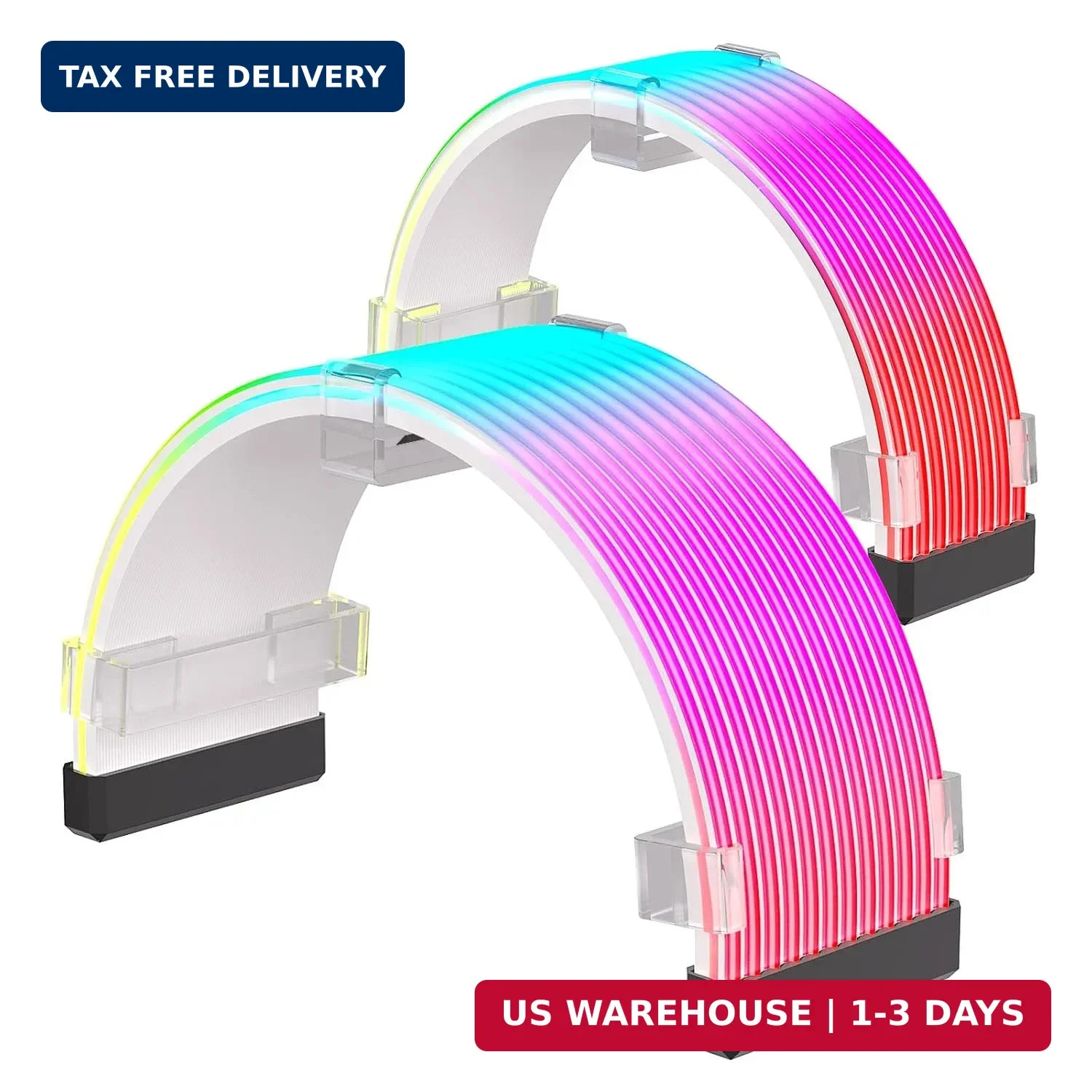 RGB Cable Extension PC Kit, Flexible ARGB Lighting Sleeves, RGB PC Cables Extens