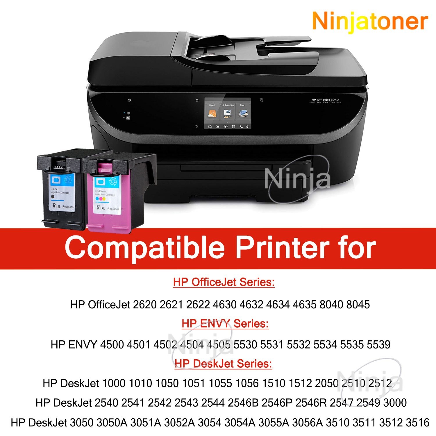 5pk 61XL Ink Cartridge For HP DeskJet 2512 2514 2540 2541 2542 2543 2547 Printer