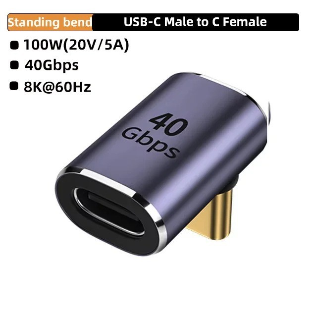 USB C 90 Degree Adapter, Right Angle L Shape USB Type C Male to Female