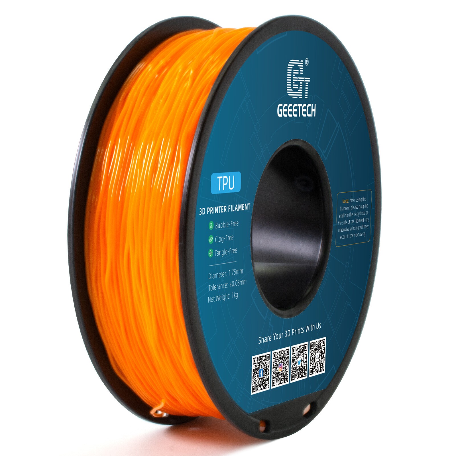 【Buy 6 Get 4 Free,Add 10】1KG/Roll GEEETECH 3D Printer Filament TPU 1.75MM 95A US