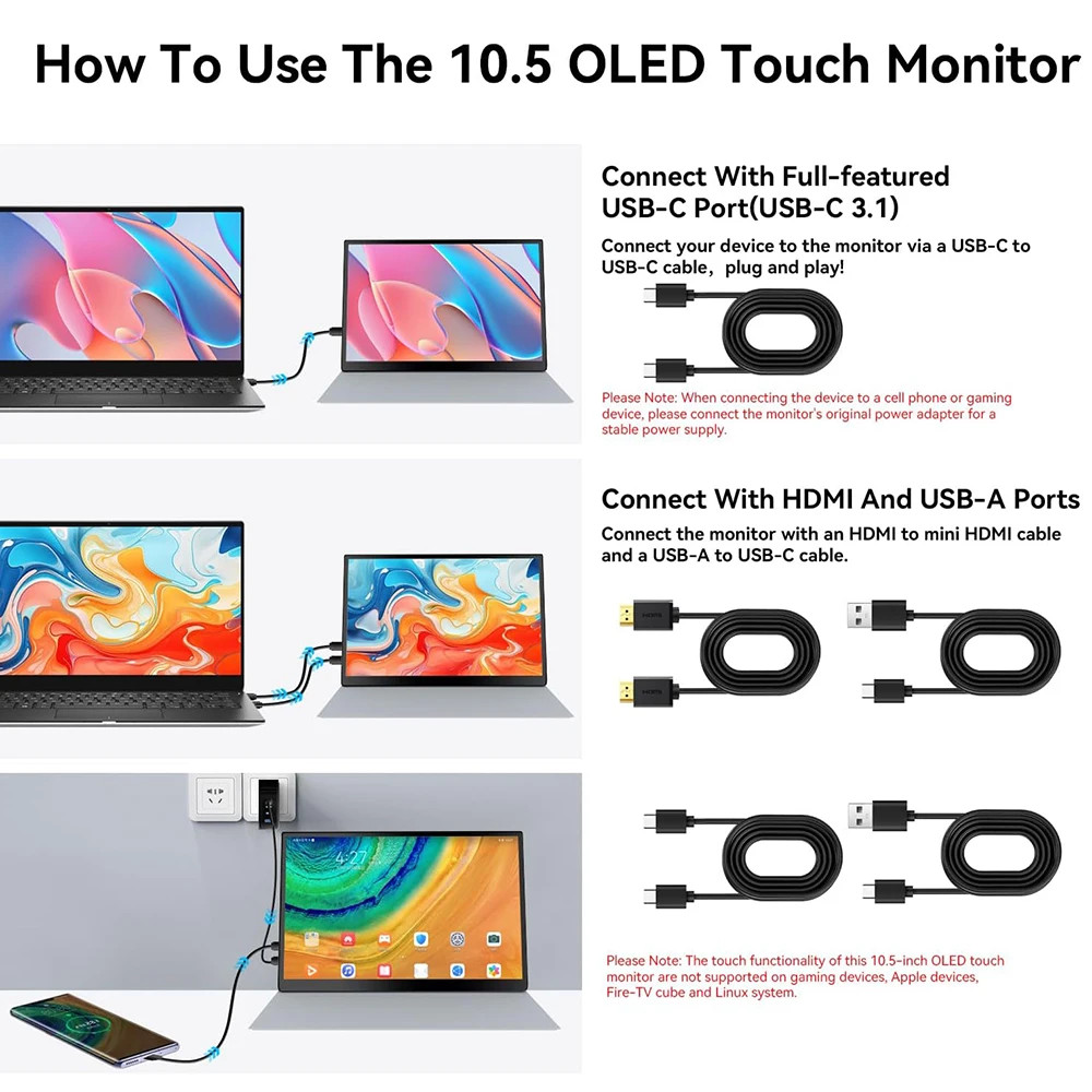 OLED 2.5K Portable Monitor Touchscreen 10.5″ 2560×1600 High-end fr Laptop Gaming