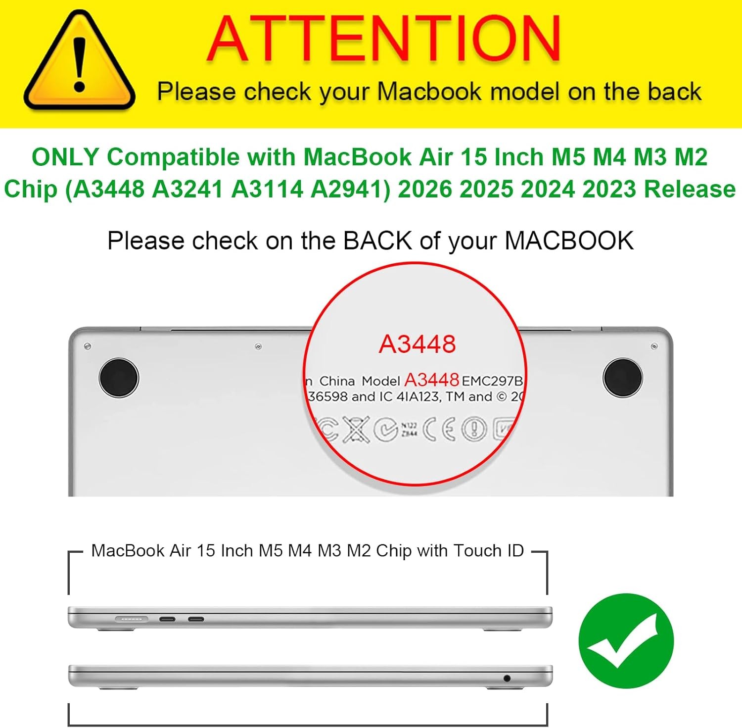 Hard Shell Case for MacBook Air 15 Inch A3241 A3114 (2023 2024 2025 Release)