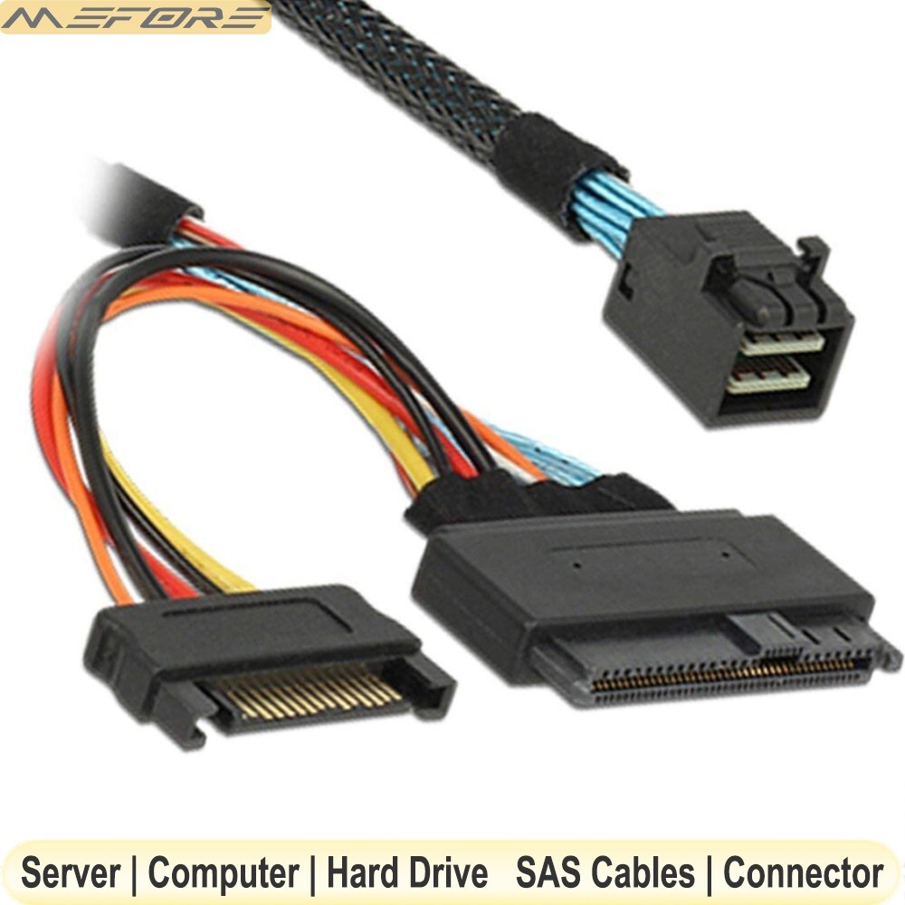 PCIe 4.0 Mini SAS SFF-8643 to U.2 SFF-8639 with 15Pin SATA Male Power SSD Cable