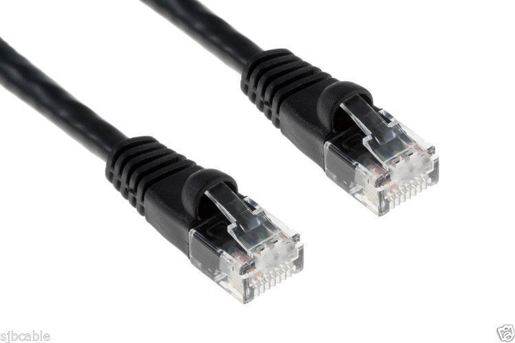 Cat 6 CAT6 Patch Cord Cable Ethernet Internet Network LAN RJ45 BLACK (3ft-200ft)