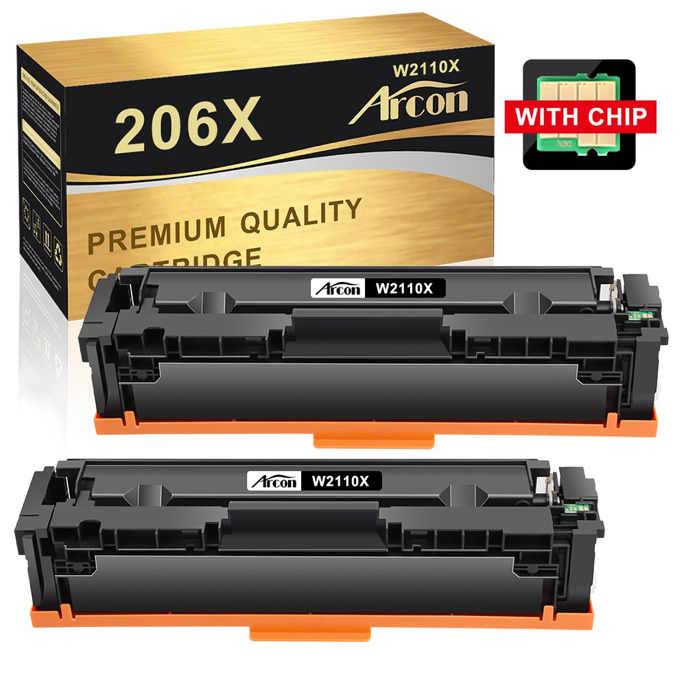 2PK 206X BK Toner Cartridge WIth Chip for HP 206X LaserJet Pro M283 M283fdw M255