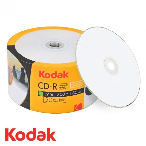 50 Kodak Blank 52X CD-R CDR White Inkjet Hub Printable 700MB Media Disc