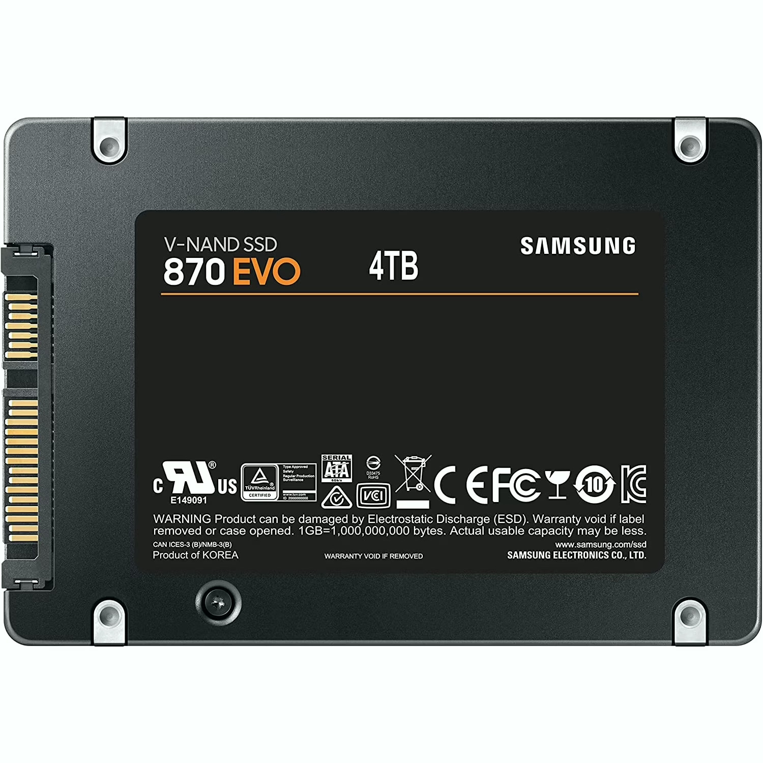 Samsung 870 EVO 4TB SSD – 2.5″ SATA III (MZ-77E4T0B) ~ NEW Factory sealed