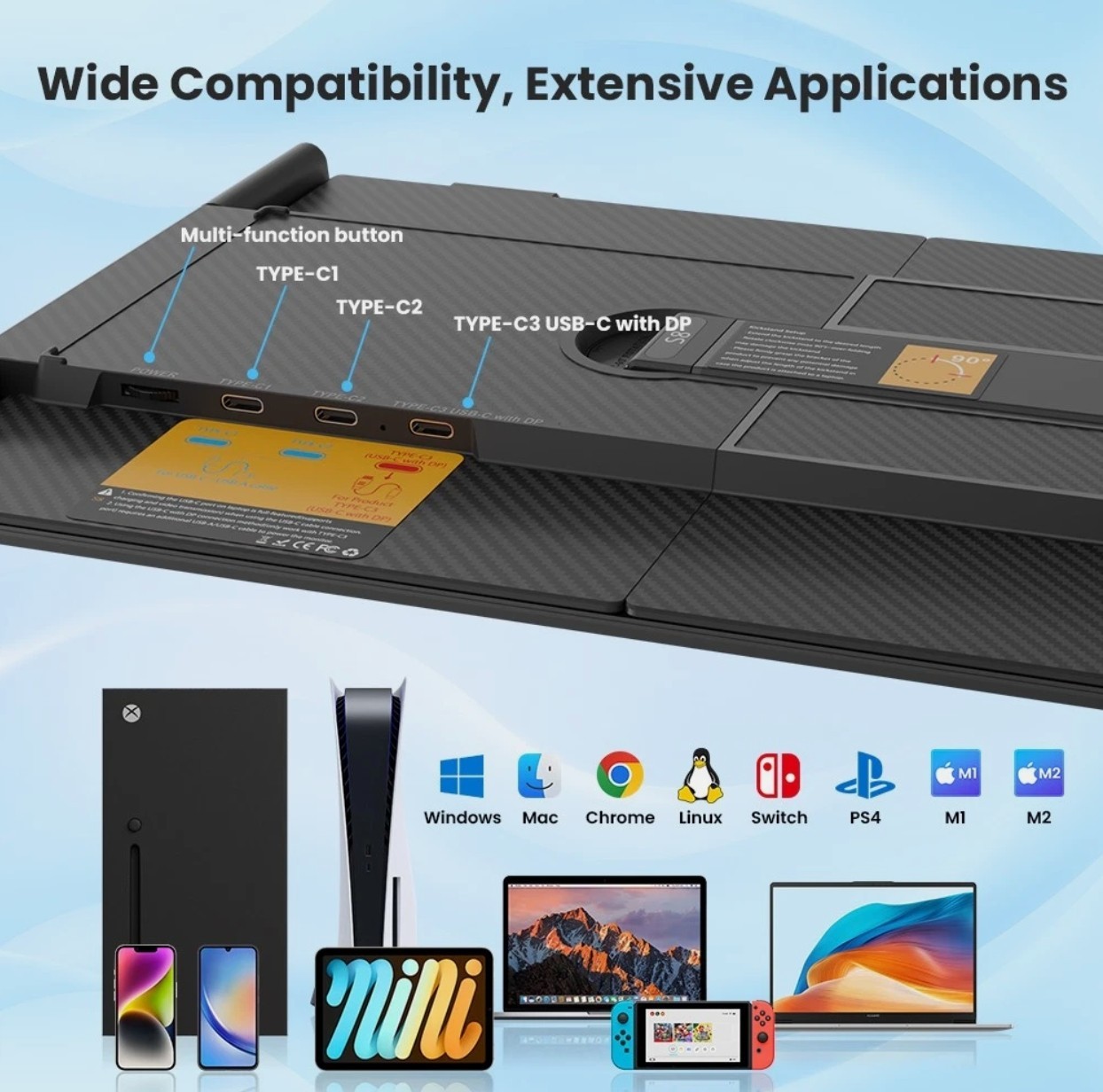 TeamGee S8 14” Triple Laptop Screen Extender 1080P FHD Dual Monitor Portable