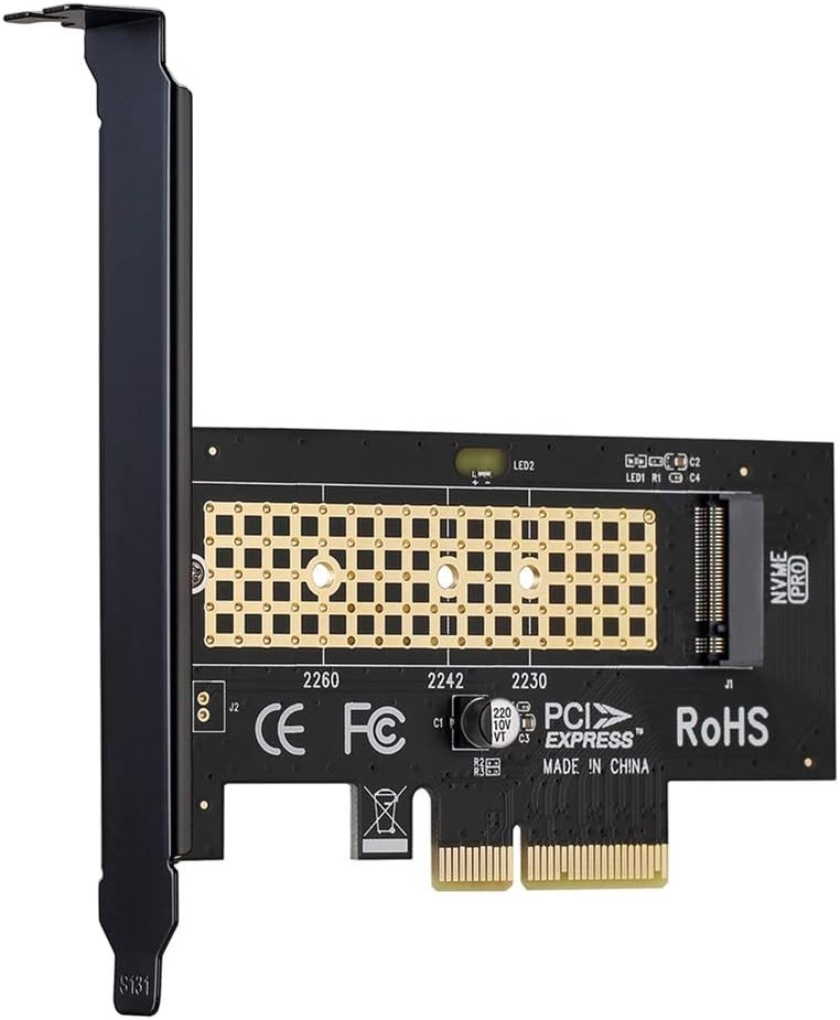 Support M.2 NVMe SSDs with PCIe 4.0 x4 Adapter Card & Aluminum Cooling Solution