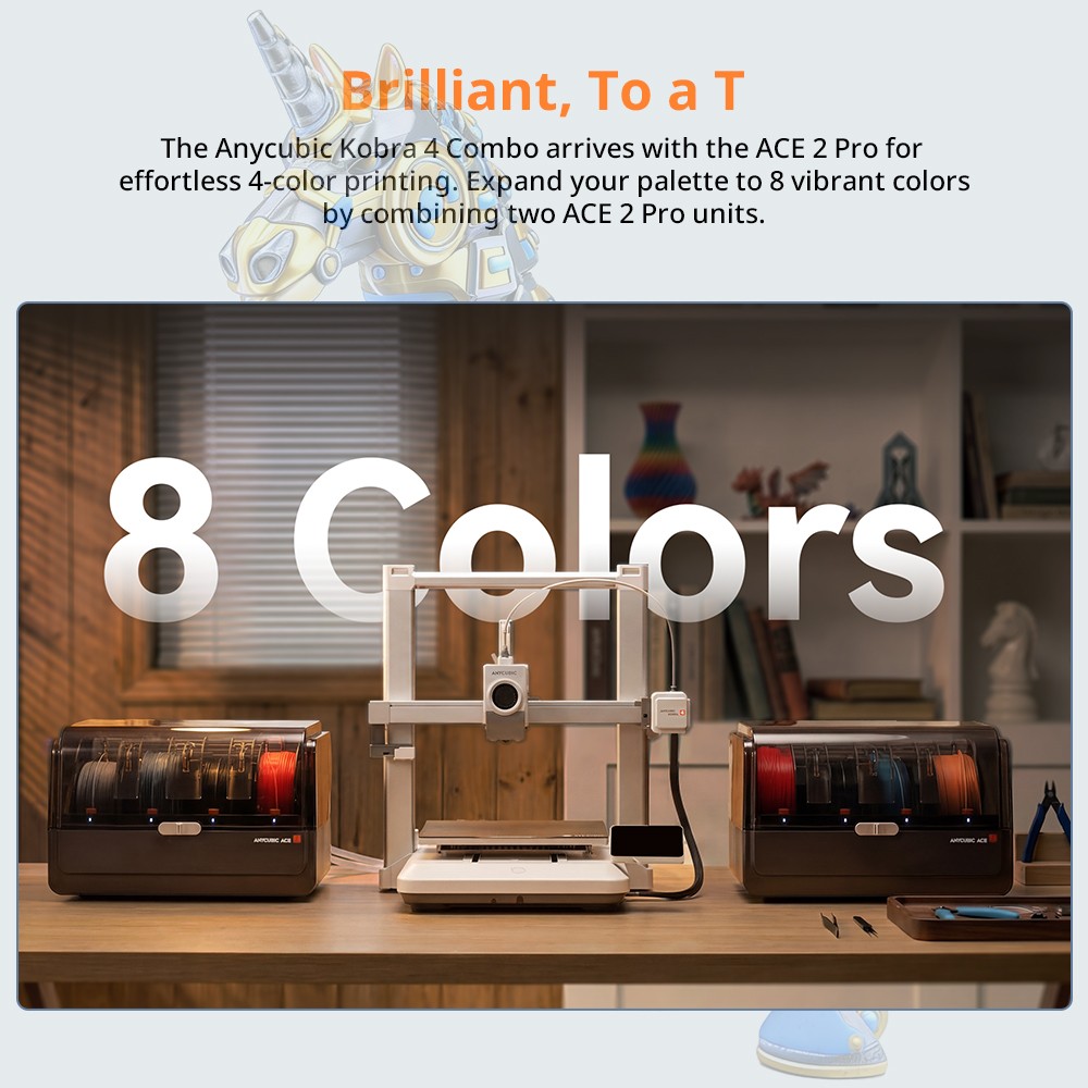 ANYCUBIC Kobra 4 Combo 3D Printer Max 600mm/s UP To 8-Color Printing