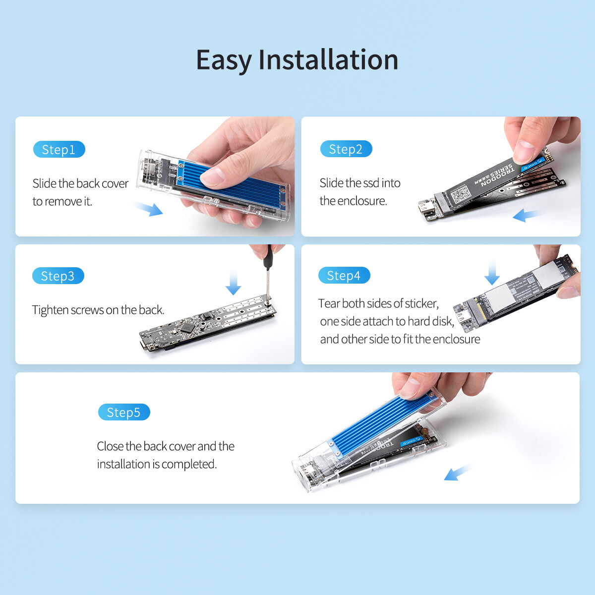 ORICO M2 NVMe SATA SSD Enclosure USB C 40Gbps/10Gbps SSD Case for M /B+M-Key