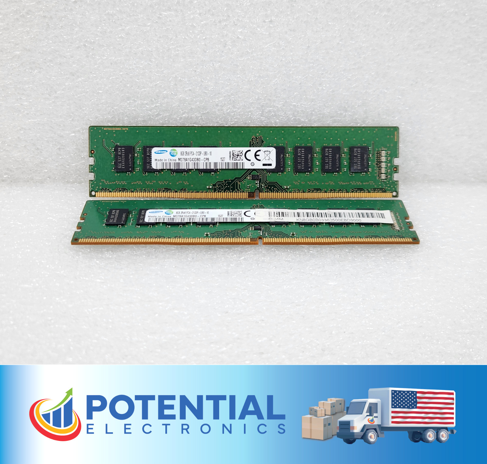 LOT OF 2 Samsung M378A1G43DB0-CPB 16GB (2x8GB) 2Rx8 PC4-2133P Desktop Memory