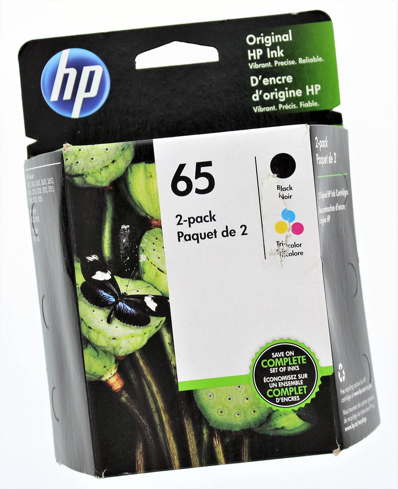HP 65 Black + 65 Tri-Color Ink Cartridge (2-Pack)