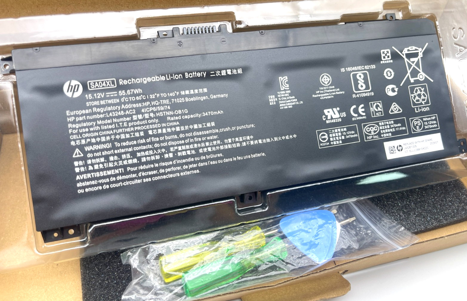Genuine OEM 55.67Wh SA04XL Battery for HP X360 15-DR 15-DR0010TX L43267-005 NEW!
