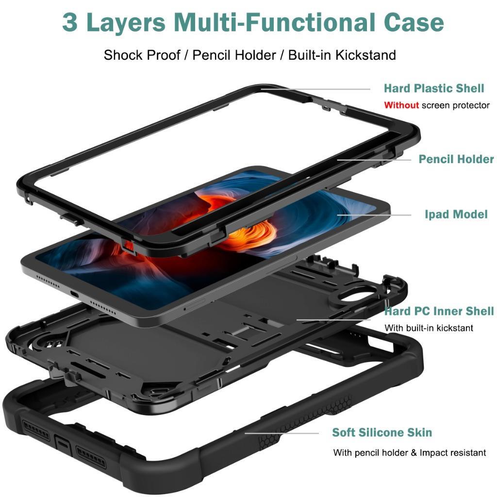 iPad Mini 7 Case 7th Gen 6th Gen Shockproof Heavy Duty Armor Rubber Case Cover